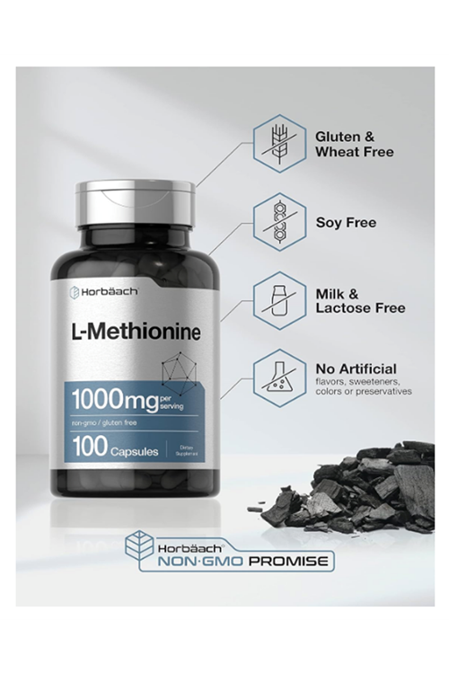 Horbäach  L-Methionine 1000mg  100 Capsul.Quick Release Capsules Usa Menşei.33.