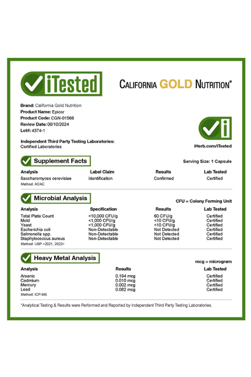 Epicor Dried Yeast Fermentate, 500 mg, 120 Veggie Capsul.Usa Menşei.3660