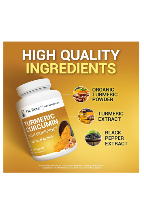 Dr.Berg  Turmeric  Curcumin with (BioPerine) 1350mg   60 Capsul.Usa Menşei. 3844