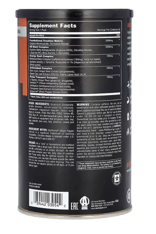 Animal, Pre Workout Pump, Pill Packs , 30 Packs.Avrupa Değil.Usa Menşeidir. 4074