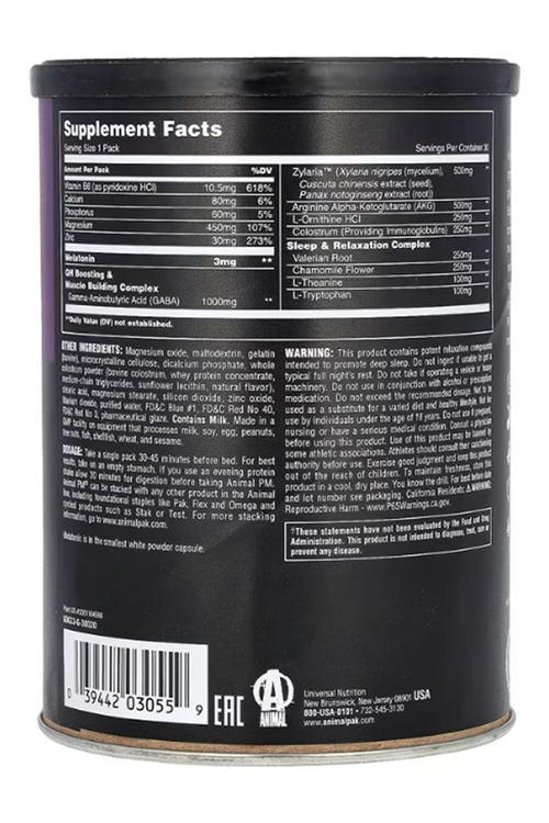 Animal, PM, Sleep & Nighttime Recovery, 30 Packs. Usa Menşei. 3869