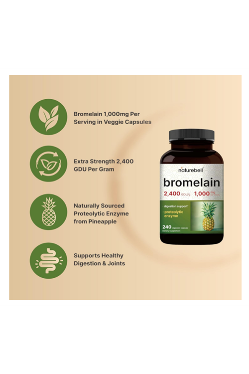 NatureBell Bromelain 1000mg  240 Veggie Capsul.Usa Menşei.45.