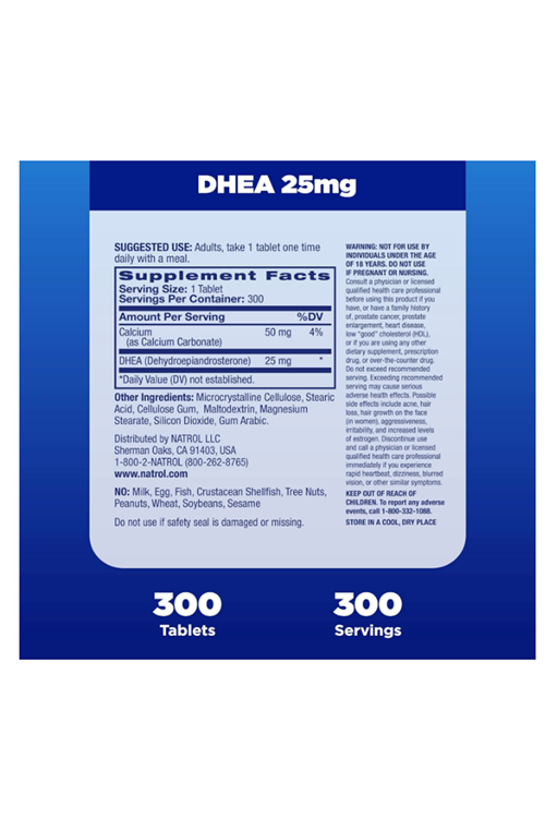 DHEA  25 mg  300 Tablets.Abd Menşei. 4051