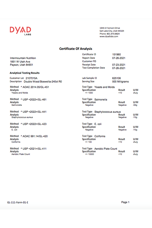 Double Wood Boswellia Extract 240 Capsul..Abd Menşei.38.