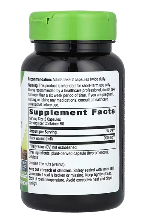 Nature's Way, Black Walnut Hulls, 900 mg, 100 Vegan Capsul.Usa Menşei.36.