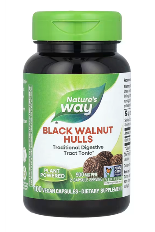 Nature's Way, Black Walnut Hulls, 900 mg, 100 Vegan Capsul.Usa Menşei.36.