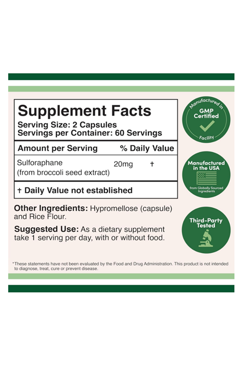 Double Wood Sulforaphane Broccoli Extract 120 Capsul..Abd Menşei. 3935