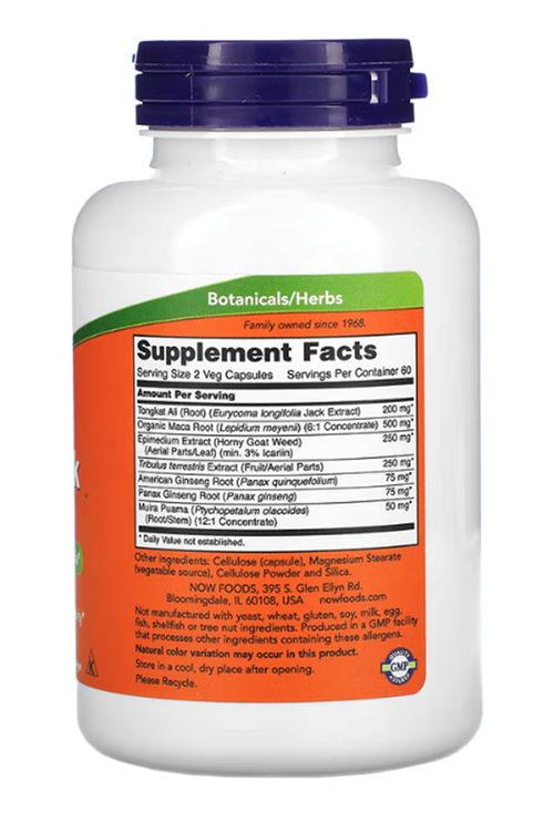 NOW TestoJack 200 Natural Testosteron Booster 120 Veg Capsul. Usa Version.4061