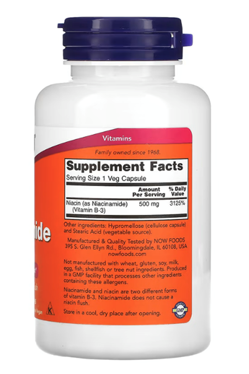 NOW Foods Niacinamide 500mg 100 Veg Capsul.ABD Menşei.35.