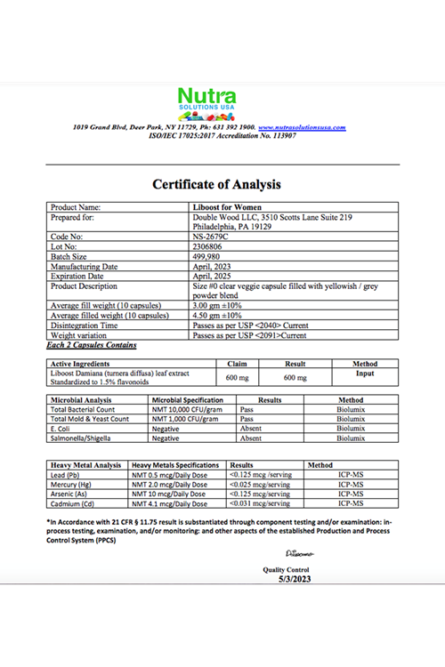 Double Wood Liboost for Women Libido 60 Capsul. 3934