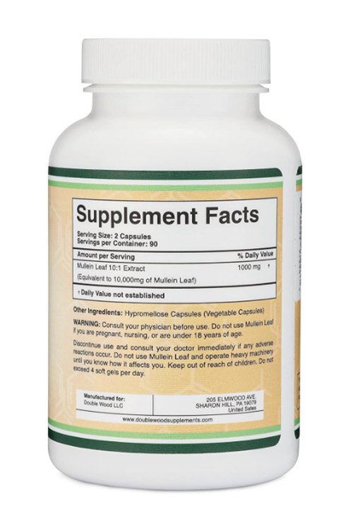 Double Wood Mullein Leaf 1000mg 180 Veg Capsul.ABD MENŞEİ 4039