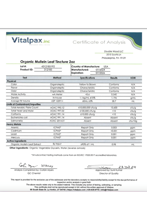 Double Wood Mullein Leaf 1000mg 180 Veg Capsul.ABD MENŞEİ 39.