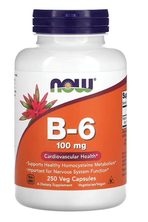 NOW Foods, B-6,  100 mg, 250 Veg Capsul.Usa Menşei.35.