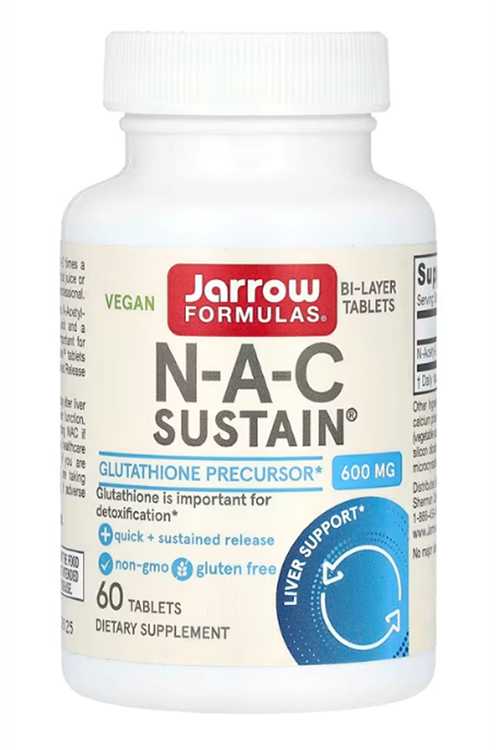 Jarrow Formulas N.A.C Sustain 600 mg - Antioxidant- 60 Tablet - Supports Liver & Lung Function - Precursor to Glutathione 3738