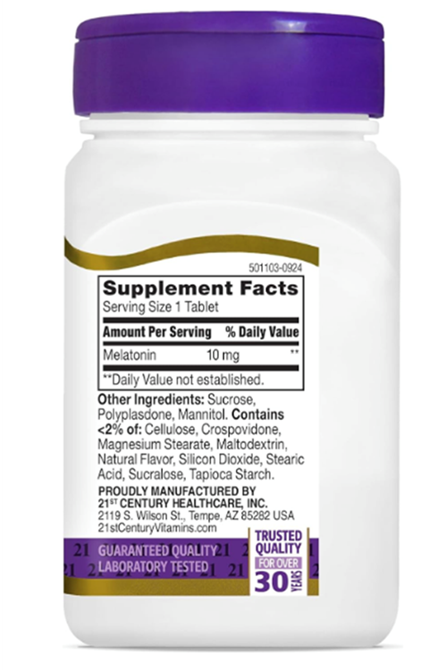 21Century, Melatonin Quick Dissolve  White Cherry 10mg 120 Tablet.Usa Menşei.38.