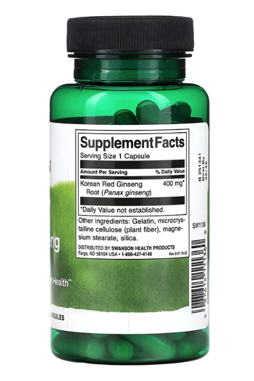Swanson, Korean Red Ginseng Root, 400 mg, 90 Capsul.Usa Menşei