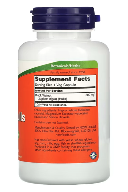NOW Foods, Black Walnut Hulls, 500 mg, 100 Veg Capsul.Usa Menşei.36.