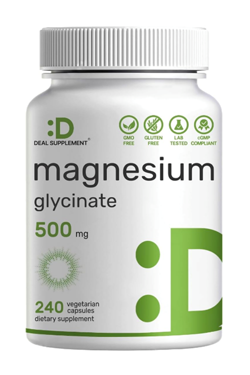 DEAL SUPPLEMENT Magnesium Glycinate 500mg, 240 Veggie Capsul.Abd Menşei. 4045