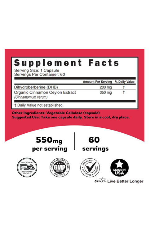 Nature's Fusions Ceylon Cinnamon - Dihydroberberine 200mg 60 Capsul.Abd Menşei.56.