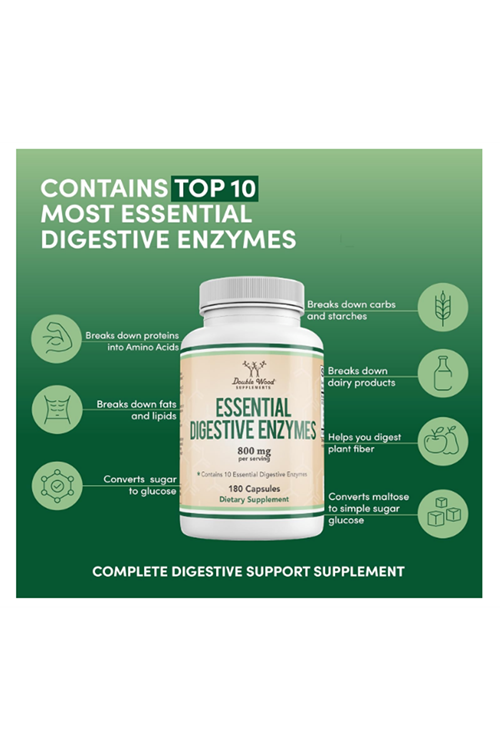 Double Wood Essential Digestive Enzymes 800mg 180 Capsul. 3839