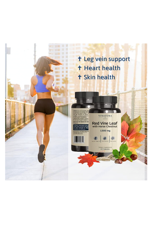 VINATURA Red Vine Leaf Extract  Horse Chestnut  1300mg  60 Capsul.Made ın Usa.54.