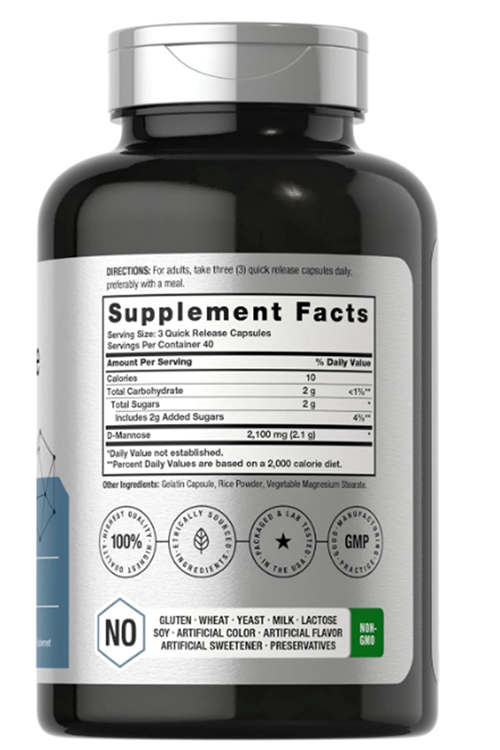 Horbäach D-Mannose  2100mg  120 Capsul.Usa Menşei.