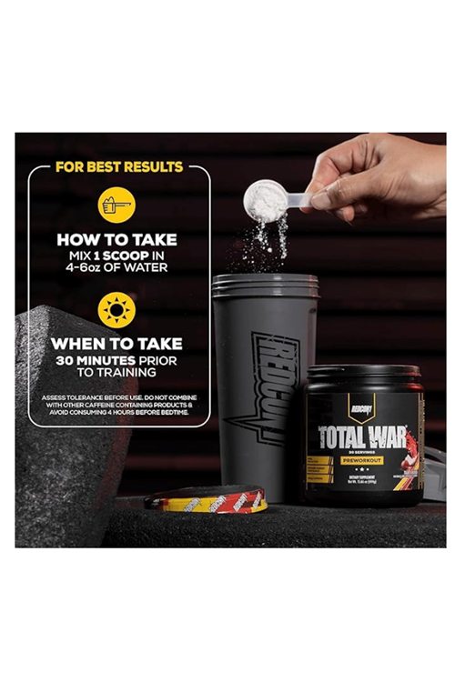 REDCON1 Total War Pre Workout Powder- Beta Alanine + Citrulline Malate Keto Friendly with 320mg of Caffeine - Fast Acting (30 Servings).Usa Menşei.3850