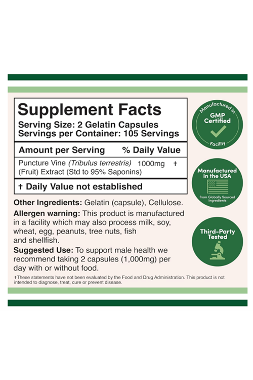 Double Wood Tribulus Terrestris for Men (Purest 95% Saponin Content) 210 Capsul..Abd Meşei.3944