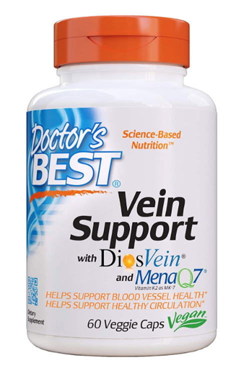 Doctor's Best Vein Support with Diosvein & Menaq7, Vitamin K2, Diosmin ve Hesperidin 60 Veg Capsul.Made ın Usa.3845
