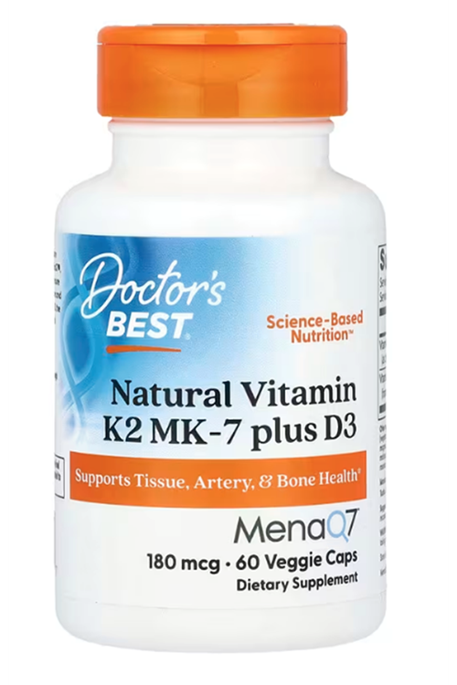 Doctor's Best  Natural Vitamin K2 MK-7 plus D3  180mcg  60 Veggie Capsul.Made ın Usa.48.