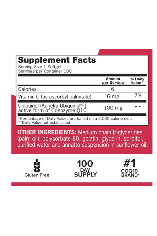Qunol Mega Ubiquinol 100mg CoQ10, Superior Absorption,Coenzyme Q10, Antioxidant, 100 Softgels.Usa Amazon Best Seller.56.
