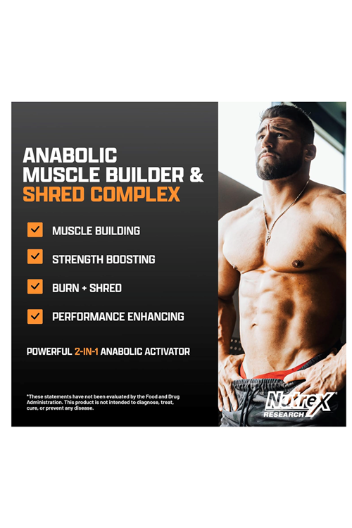 Nutrex  Anabol Ripped Anabolic Muscle Builder for Men, 2-in-1 Muscle Builder and Shredding Supplement, 60 Capsul.Made ın Usa.3843