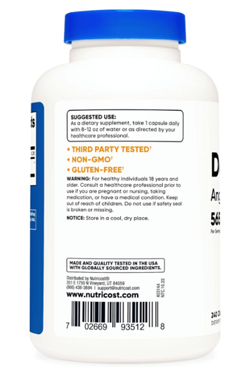 Nutricost, Dong Quai, 565 mg, 240 Capsul.Abd Menşei. HGED3934