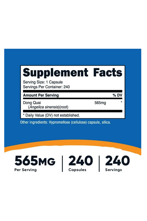 Nutricost, Dong Quai, 565 mg, 240 Capsul.Abd Menşei. HGED3934