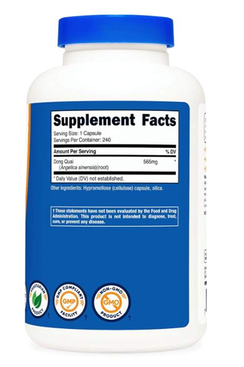 Nutricost, Dong Quai, 565 mg, 240 Capsul.Abd Menşei. HGED3934