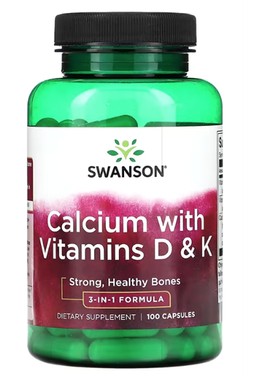 Swanson, Calcium with Vitamins D & K, 100 Capsul.Made In Usa