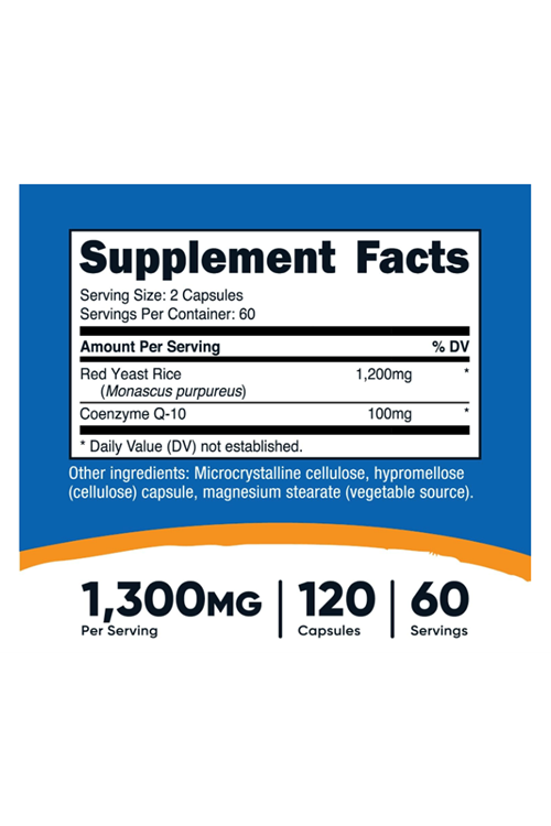 Nutricost, Red Yeast Rice With CoQ10, 1,300 mg, 120 Capsules (650 mg per Capsule).4139.