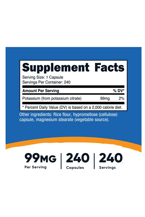 Nutricost Potassium Citrate 99mg, 240 Capsul.Abd Menşei.34.