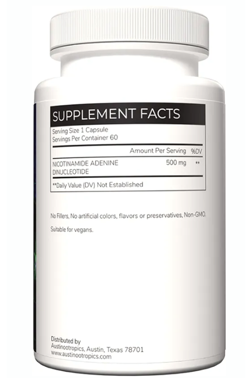 Austinootropics NAD Nicotinamide Adenine Dinucleotide Pure Potency 500mg  60 capsul.Made ın Usa
