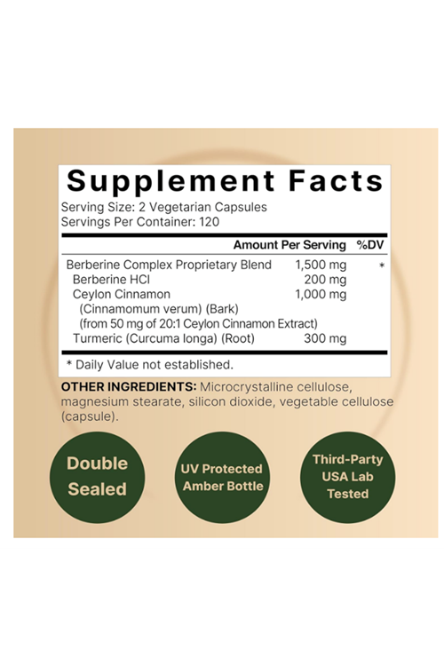 NatureBell Berberine 1500mg, 240 Veggie Capsul  1000mg True Ceylon Cinnamon & 300mg Turmeric.Made ın Usa.4054