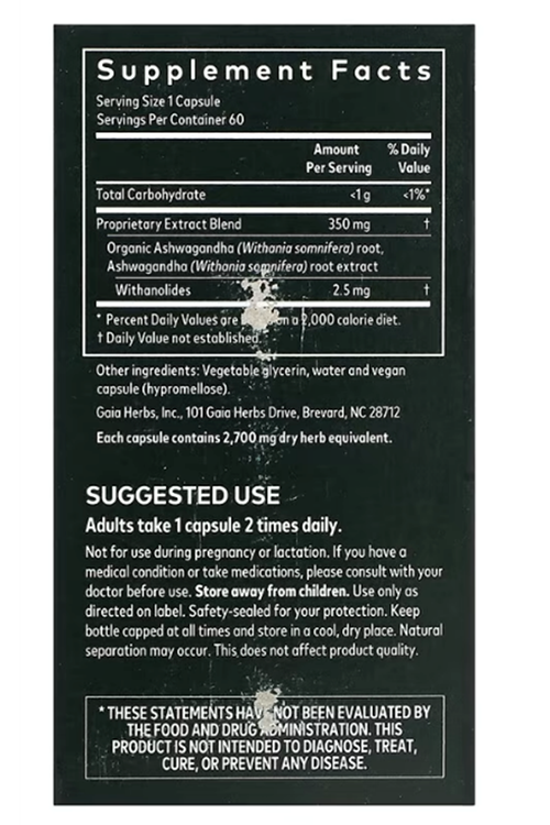 Gaia Herbs, Ashwaganda Root, 60 Vegan Phyto-Capsul.3946