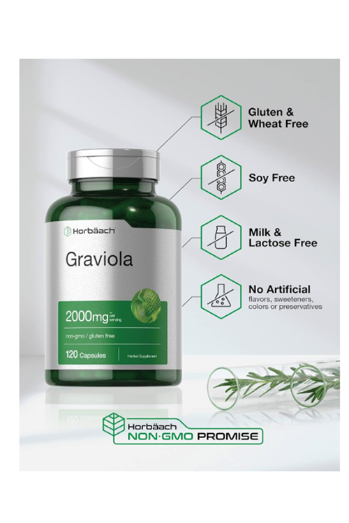 Horbäach Graviola Extract 2000 mg 120 Capsules.USA.4040.