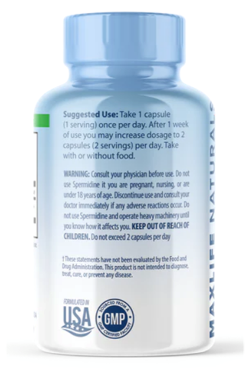 Maxlife Naturals Spermidine  120 Capsul. Usa Menşei.42.