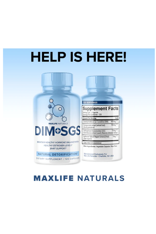 Maxlife Naturals DIM+SGS Natural Estrogen Support - 120 capsul. Usa 42.