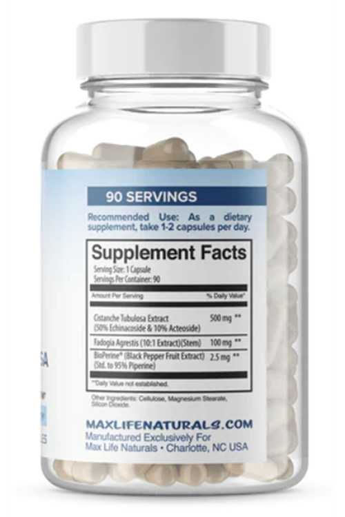 Maxlife Naturals Cistanche Tubulosa with Fadogia Agrestis 90 Capsul. Usa Menşei.42.