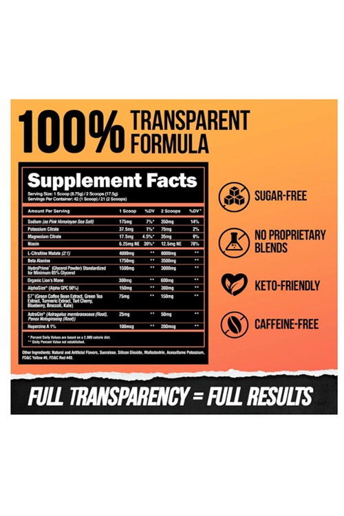 ALPHA LION Superhuman Pump Pre Workout, Nootropic Caffeine & Stim Free, Nitric Oxide Booster, Muscle Gainer, Energy & Focus (42 Servings.