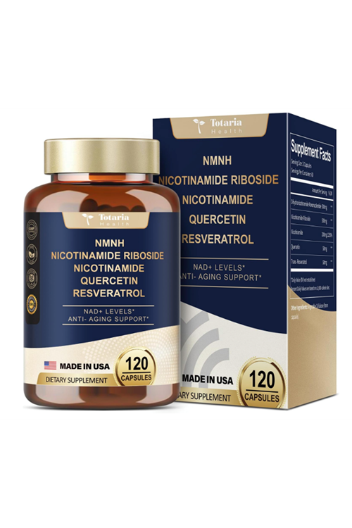TOTARİA NMNH NMN Niacinamide  Quercetin, Trans-Resveratrol, Support NAD+, Skin Cell Health*, Anti-Aging & Energy, 120 Capsul.4149