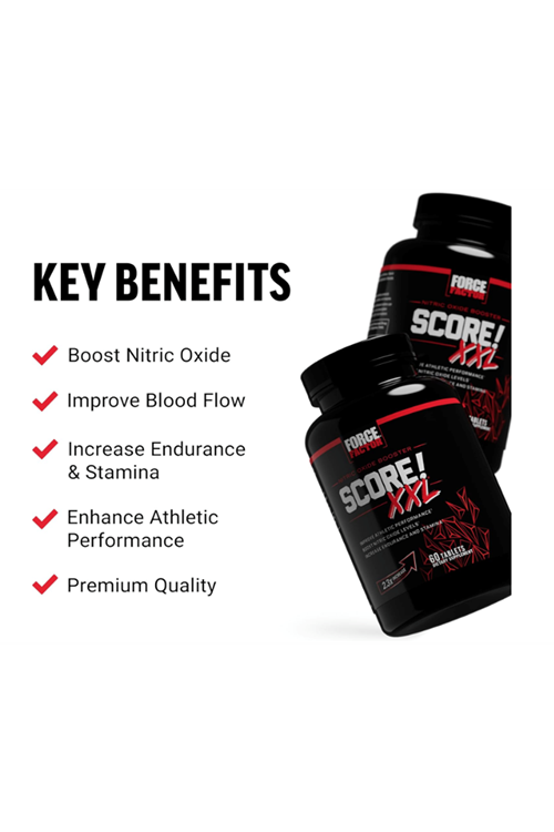 FORCE FACTOR Score! XXL Nitric Oxide Booster  for Men with L-Citrulline, Black Maca, and Tribulus to Imp.rove Athletic Performance, Increase Stamina, and Support Blood Flow, 60 Tablets.3944