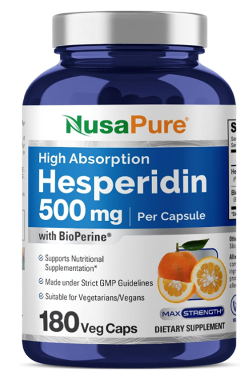 NusaPure Hesperidin 500 mg per Veggie Caps - 180 Capsul (BioPerine, High Absorption) Made ın Usa.52.