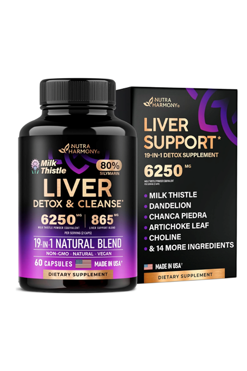 NUTRAHARMONY Liver Cleanse Detox & Repair - Milk Thistle Dandelion Artichoke TUDCA Glutathione & N.A.C - 80% Silymarin - Vegan - Made in USA 60 Capsules.49